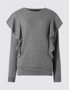 Marks & Spencer Ruffle Long Sleeve Sweatshirt Grey