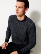 Marks & Spencer Pure Cotton Two Tone Jumper Navy