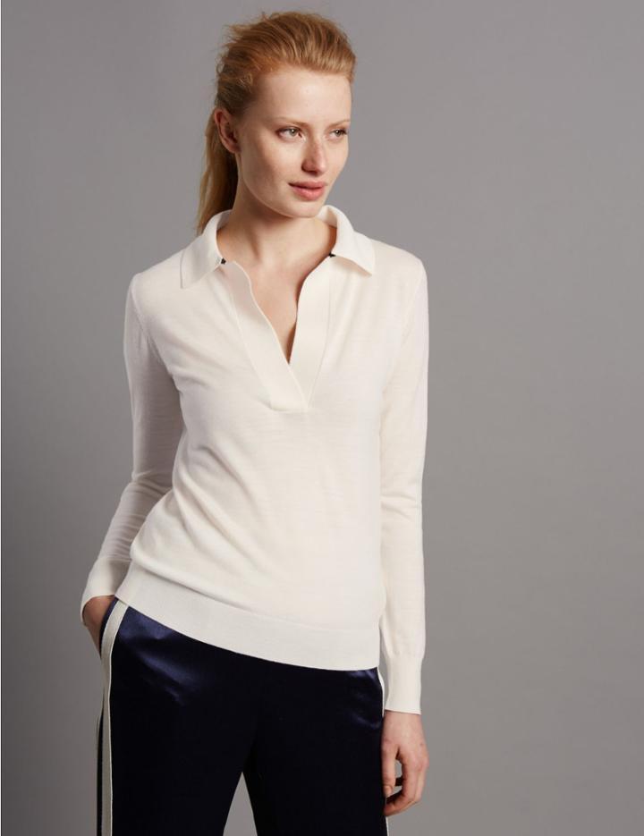 Marks & Spencer Collared Neck Jumper Ivory