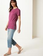 Marks & Spencer Textured Longline Short Sleeve Tunic Purple