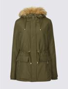 Marks & Spencer Petite Drawstring Waist Parka With Stormwear&trade; Khaki