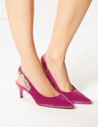 Marks & Spencer Kitten Heel Jewel Slingback Court Shoes Pink