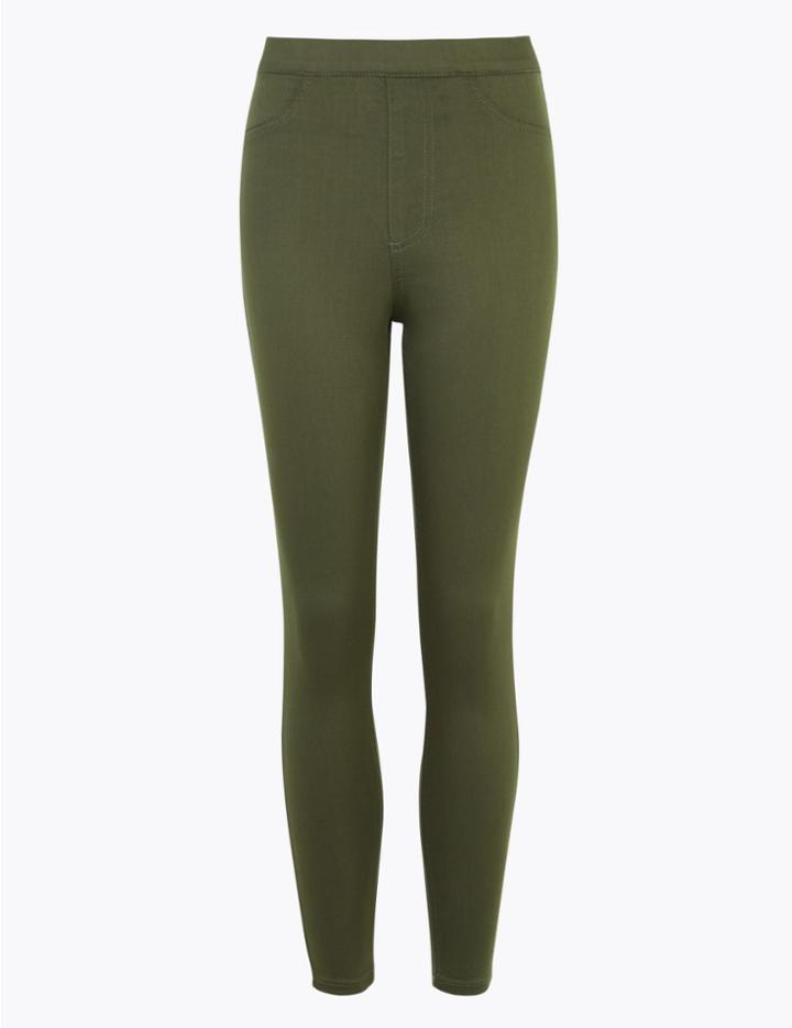Marks & Spencer Petite High Waist Super Skinny Jeggings Medium Khaki