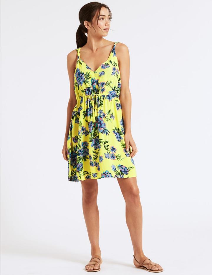 Marks & Spencer Floral Print Knot Beach Dress Yellow Mix