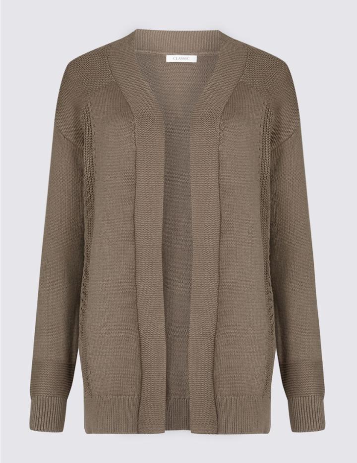 Marks & Spencer Pure Cotton Longline Cardigan Flint