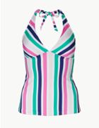 Marks & Spencer Striped Plunge Tankini Top Pink Mix