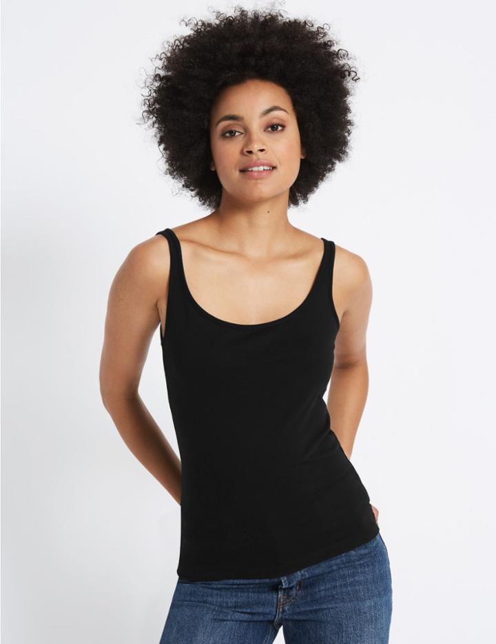 Marks & Spencer Pure Supima Cotton Scoop Neck Vest Top Black