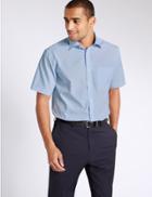 Marks & Spencer 2 Pack Cotton Blend Easy To Iron Shirts Blue Mix