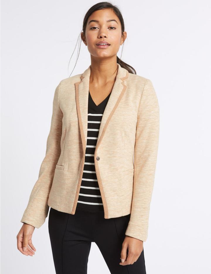 Marks & Spencer Textured Stretch Blazer Camel