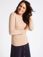 Marks & Spencer Funnel Neck Long Sleeve Jumper Tan