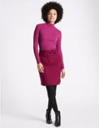 Marks & Spencer Cotton Blend Buckle Detail A-line Mini Skirt Magenta