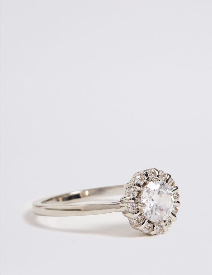 Marks & Spencer Platinum Plated Round Stone Ring