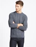 Marks & Spencer Pure Cotton Cable Jumper Blue Denim