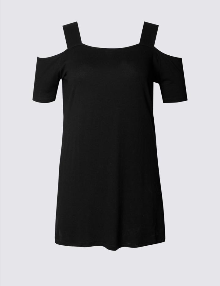 Marks & Spencer Plus Cold Shoulder Short Sleeve Tunic Black