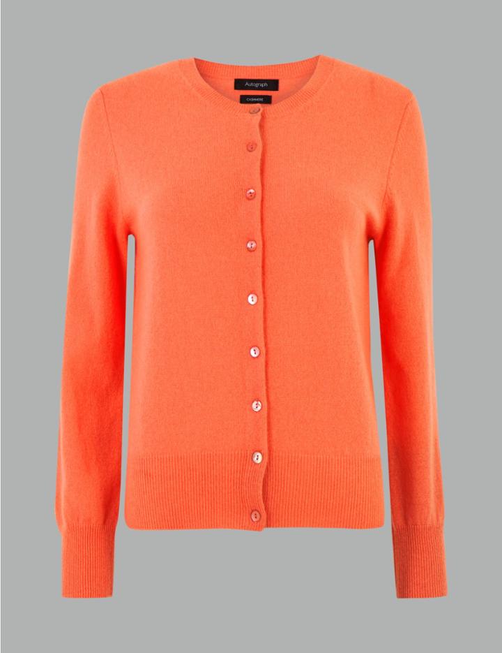 Marks & Spencer Pure Cashmere Round Neck Cardigan Mango