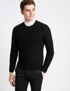 Marks & Spencer Cotton Blend Textured Slim Fit Jumpers Black