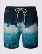 Marks & Spencer Quick Dry Printed Swim Shorts Blue Mix