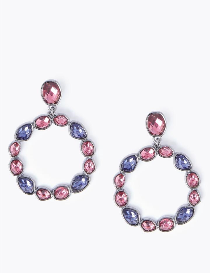 Marks & Spencer Gem Hoop Drop Earrings Purple Mix