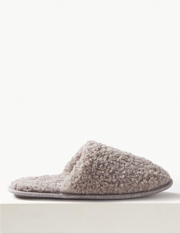 Marks & Spencer Borg Mule Slippers Grey
