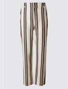 Marks & Spencer Cotton Rich Striped Straight Leg Trousers Cream Mix