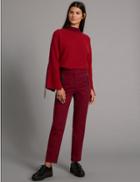 Marks & Spencer Cotton Rich Slim Leg Trousers Claret