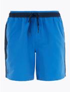 Marks & Spencer Side Panel Striped Swim Shorts Bright Blue