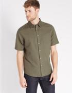 Marks & Spencer Cotton Blend Shirt With Pocket Khaki