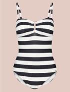 Marks & Spencer Secret Slimming&trade; Striped Bandeau Swimsuit Black Mix