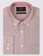 Marks & Spencer Pure Cotton Regular Fit Oxford Shirt Cranberry