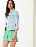 Marks & Spencer Embroidered Casual Shorts Green Mix