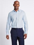 Marks & Spencer Pure Cotton Tailored Fit Shirt Mid Blue