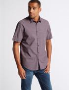 Marks & Spencer Pure Cotton Geometric Print Shirt Lilac