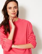 Marks & Spencer Cotton Rich Long Sleeve Sweatshirt Pink