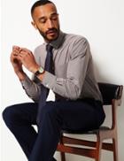 Marks & Spencer 2 Pack Cotton Blend Regular Fit Shirts With Tie Burgundy Mix