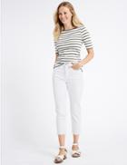 Marks & Spencer Sculpt & Lift Mid Rise Cropped Jeans Soft White