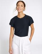 Marks & Spencer Spotty Frill Short Sleeve T-shirt Navy