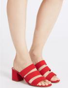 Marks & Spencer Block Heel Multi Strap Mule Sandals Red