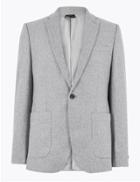 Marks & Spencer Textured Slim Fit Jacket Light Grey