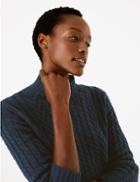 Marks & Spencer Cotton Cable Knit Midi Dress Navy