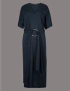 Marks & Spencer Pure Cotton Jersey Tunic Midi Dress Navy
