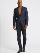 Marks & Spencer Pure Wool Textured Regular Fit Jacket Blue