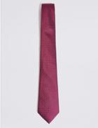 Marks & Spencer Pure Silk Spotted Tie Magenta