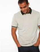 Marks & Spencer Modal Rich Striped Polo Shirt Natural