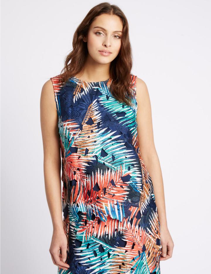 Marks & Spencer Tribal Print Sleeveless Shell Top Navy Mix