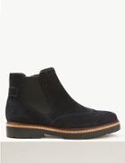 Marks & Spencer Wide Fit Suede Brogue Ankle Boots Navy