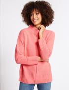 Marks & Spencer Chenille Textured Funnel Neck Jumper Watermelon