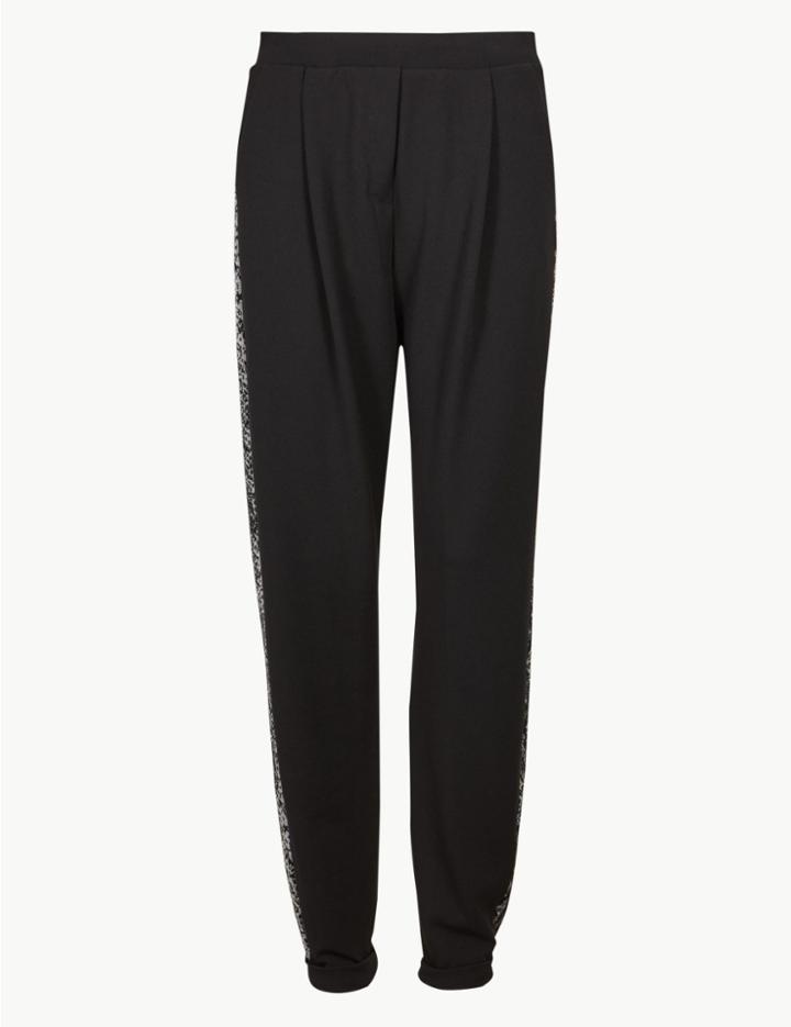 Marks & Spencer Animal Print Ankle Grazer Trousers Black Mix