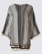 Marks & Spencer Pure Cotton Jacquard Print Kimono Cardigan Black Mix