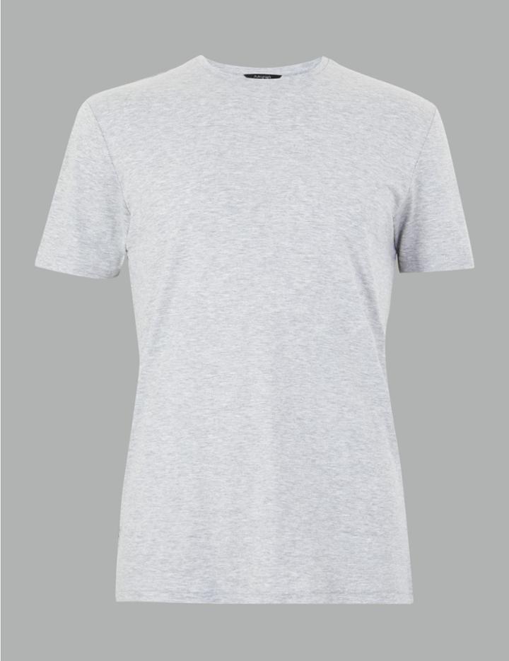 Marks & Spencer Supima Cotton Crew Neck T-shirt Light Grey