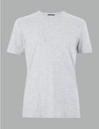Marks & Spencer Supima Cotton Crew Neck T-shirt Light Grey